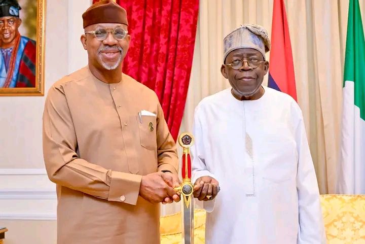 Governor Dapo Abiodun has presented a ceremonial sword to President Bola Tinubu, urging him to persist in his administration's fight against crime and corruption across the country.