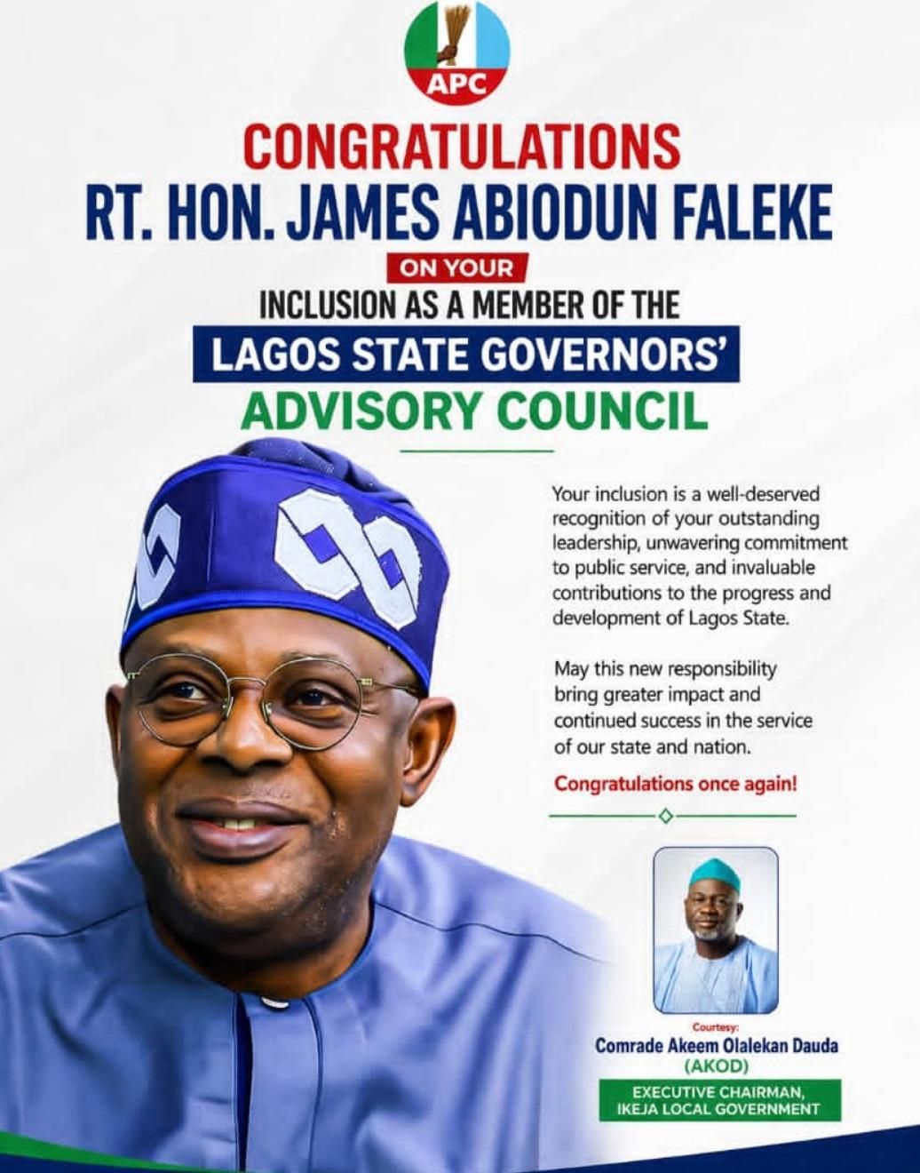 Faleke joins Lagos APC GAC