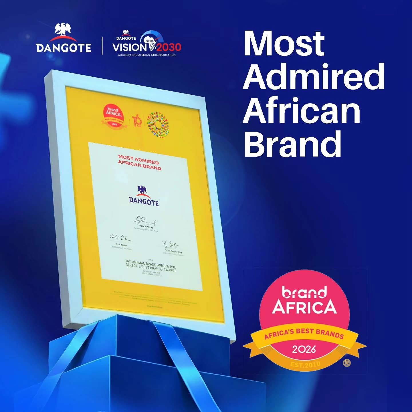 Dangote Group bags "Most Admired African Brand" award