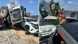 Multiple vehicle, truck crash on CMS bridge disrupts traffic