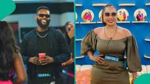 BBNaija S9: Fans react as Ozee shares a kiss with Onyeka at the pool party