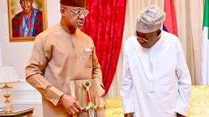 Governor Abiodun presents sword gift to Tinubu