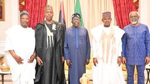 Zulum presents Borno APC gubernatorial candidate Gubio to Tinubu