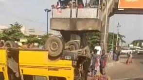 Two injured, as truck, commercial bus collide