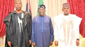 Zulum presents Borno APC gubernatorial candidate Gubio to Tinubu