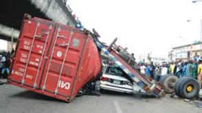 POS operator crippled as 40ft truck crushes mini-bus in Lagos