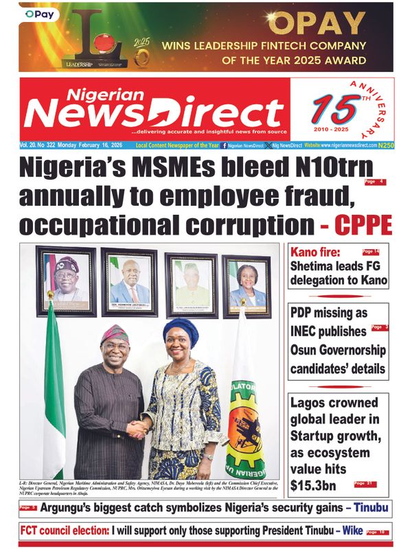 Cover of the Monday, 16 February 2026 edition
