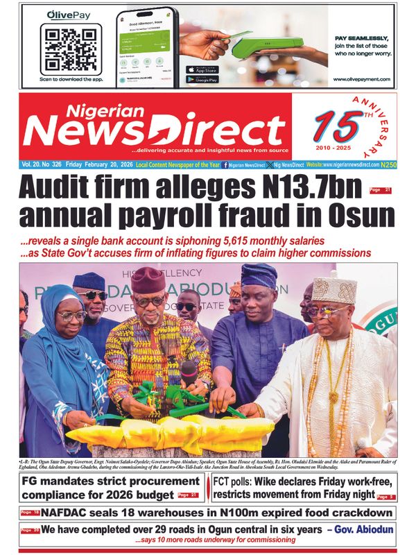 Cover of the Friday, 20 February 2026 edition