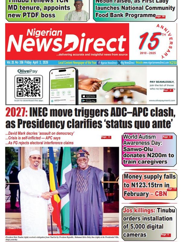 Cover of the Friday, 3 April 2026 edition