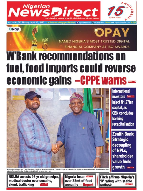 Cover of the Monday, 13 April 2026 edition