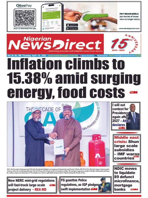 Cover of the Thursday, 16 April 2026 edition