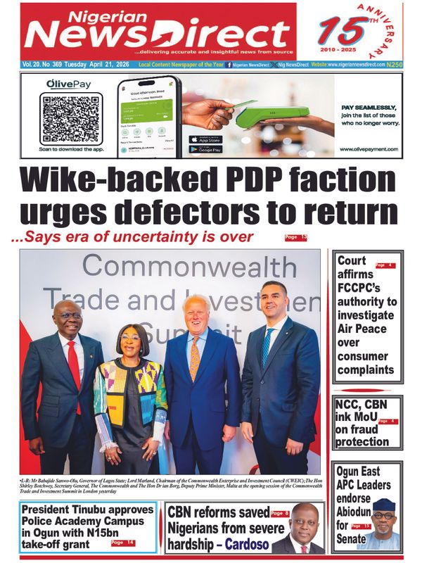 Cover of the Tuesday, 21 April 2026 edition