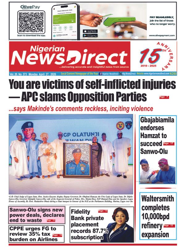 Cover of the Monday, 27 April 2026 edition