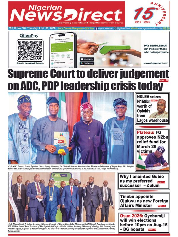 Cover of the Thursday, 30 April 2026 edition