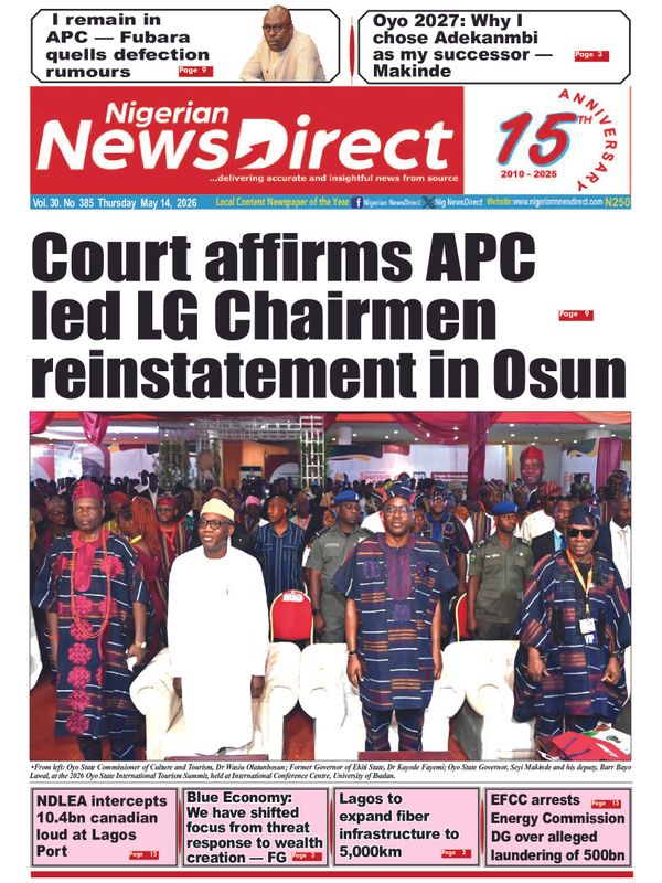 Cover of the Thursday, 14 May 2026 edition