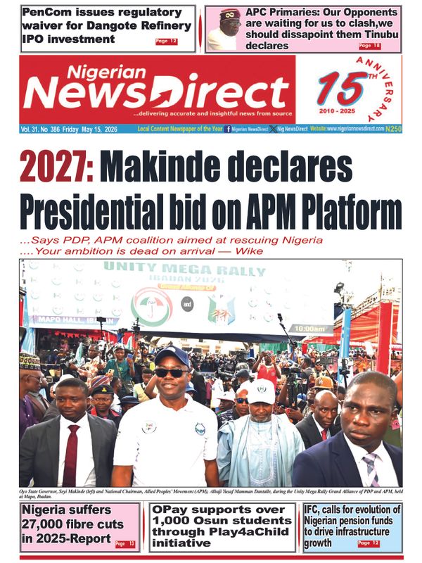 Cover of the Friday, 15 May 2026 edition