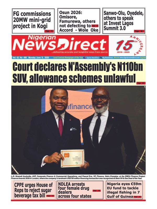 Cover of the Monday, 8 June 2026 edition