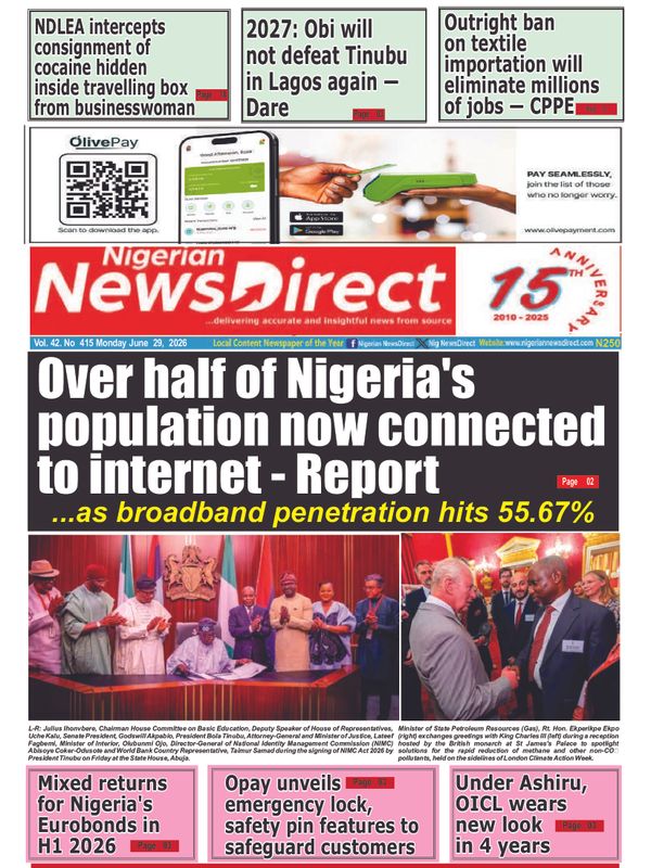 Cover of the Monday, 29 June 2026 edition
