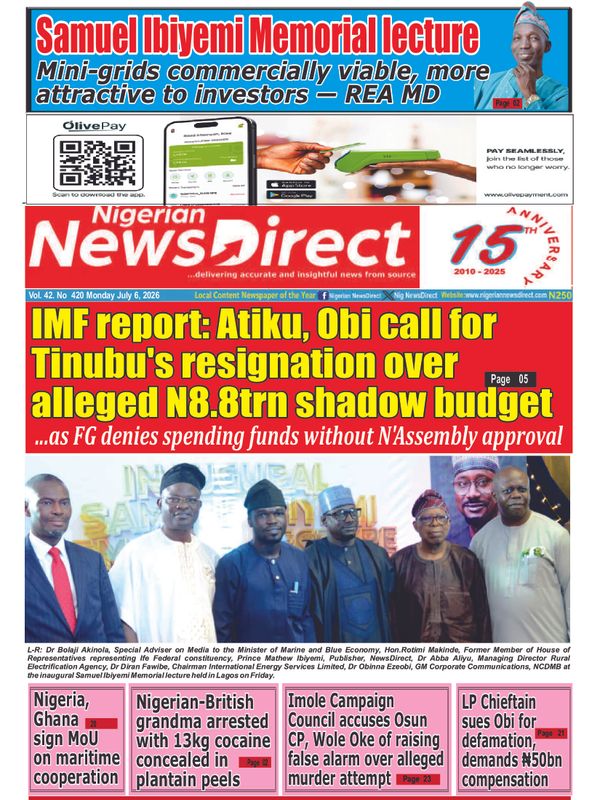 Cover of the Monday, 6 July 2026 edition