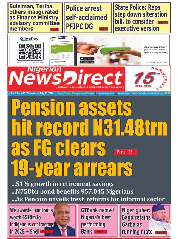 Cover of the Wednesday, 15 July 2026 edition