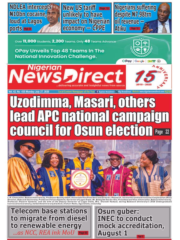 Cover of the Monday, 27 July 2026 edition