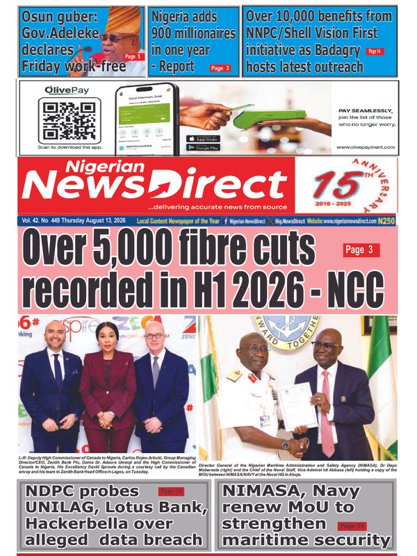 Cover of the Thursday, 13 August 2026 edition