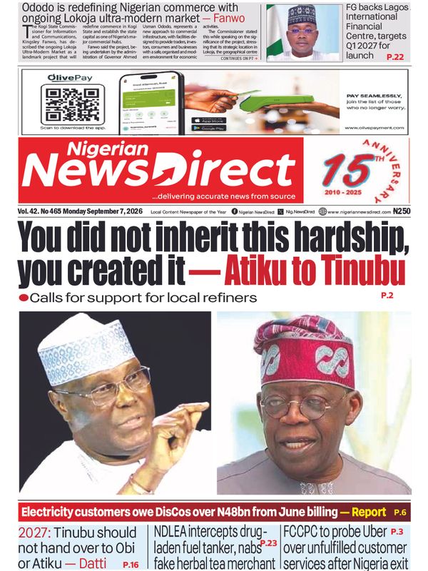 Cover of the Monday, 7 September 2026 edition