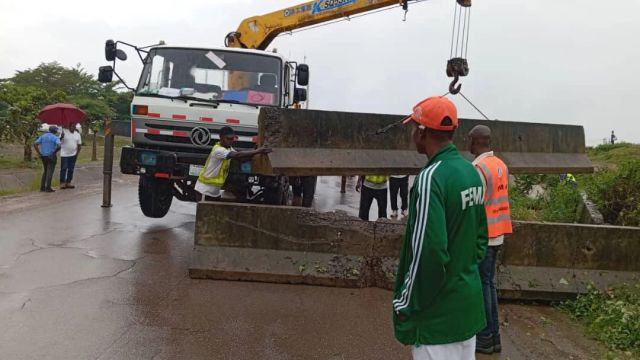 FCT emergency department barricades flood-prone slip road in Abuja