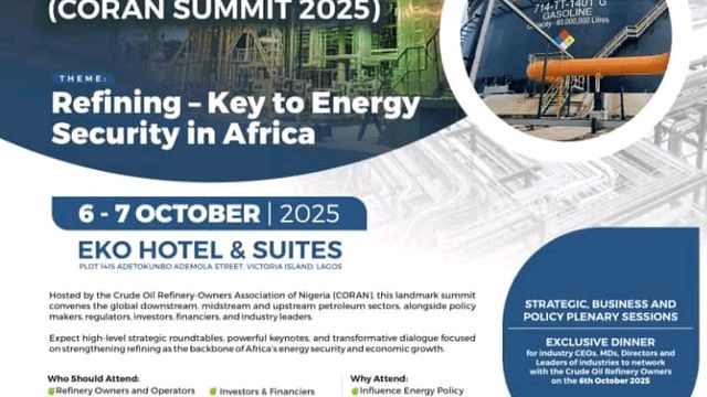 Eminent industry leaders to drive Nigeria’s refining revolution at CORAN 2025 summit