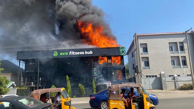 Fire guts Eco Fitness Center in the Gwarinpa area of Abuja