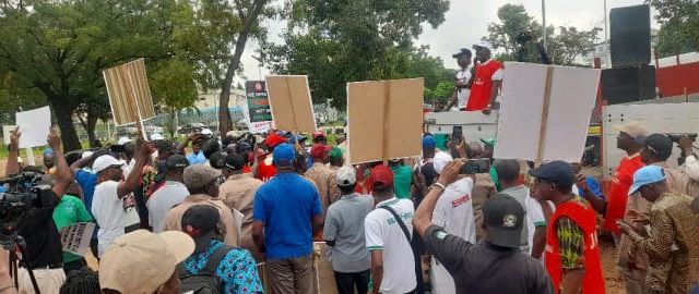 Heavy security presence as SSANU, NASU members protest unpaid salaries in Abuja