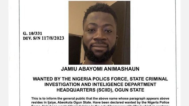Nigeria Police declare man wanted for engaging in homosexuality