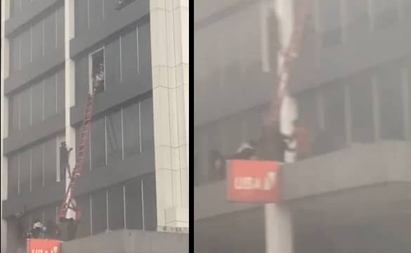 BREAKING: Fire guts UBA Branch on Lagos Island