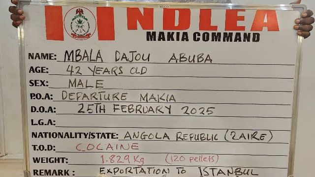 NDLEA uncovers massive cocaine hauls, arrests Angolan businessman, others