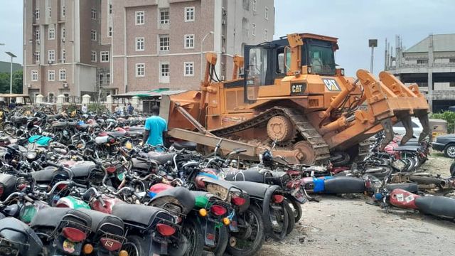FCTA crushes 601 impounded motorcycles in Abuja