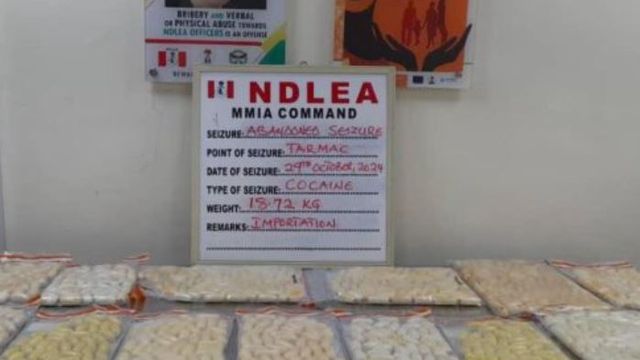 NDLEA confiscates N4bn worth of cocaine at Lagos airport
