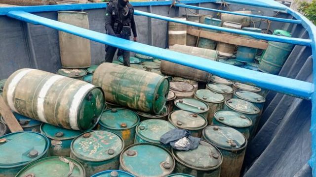 Navy intercepts boat with 100,000 litres of stolen crude