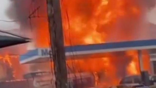Fire destroys mobil filling station in Lagos resulting in injuries and loss of properties