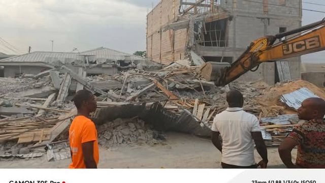 Seven injured as three-storey building collapses in Rivers