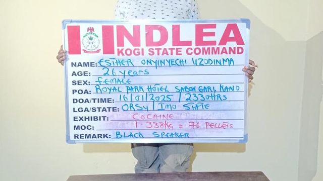 NDLEA nabs India-bound nursing student over attempt to ingest 76 wraps of cocaine
