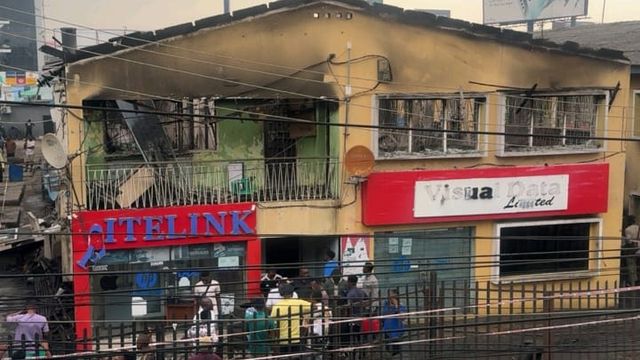 Fire guts Computer village building, destroys goods worth millions in Lagos