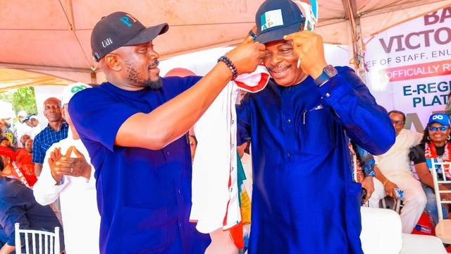 Mammoth crowd as Governor Mbah’s Chief of Staff registers with APC, calls on technocrats to join politics