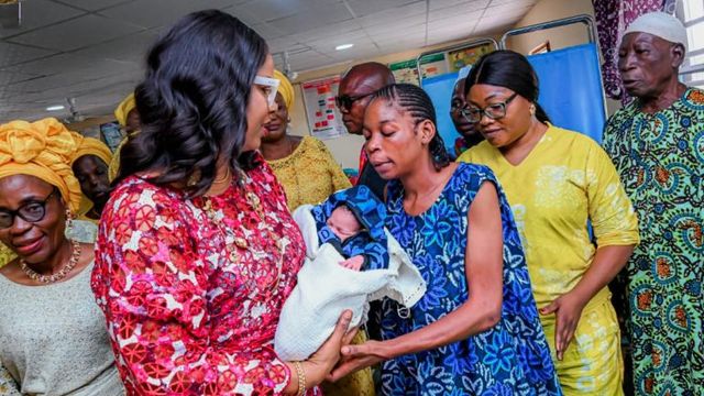 Ekiti First lady showers gifts on first baby of the year, advocates exclusive breastfeeding