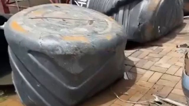 Water tank collapse wrecks lexus in Lagos
