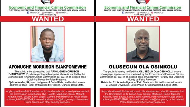 EFCC declares two wanted over alleged fraud, conspiracy