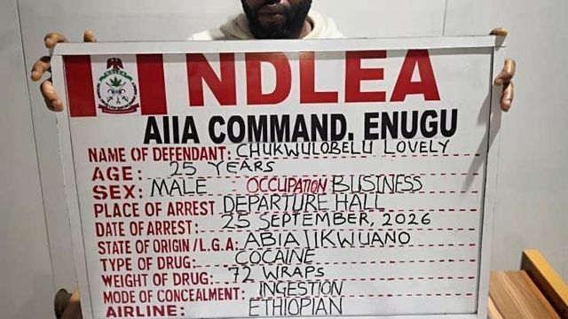 NDLEA intercepts newly-wed man with 72 wraps of cocaine