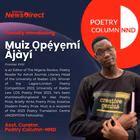 Muiz Ọpẹ́yẹmí Àjàyí is the new Asst. Curator of Poetry Column-NND